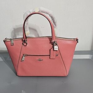COACH Prairie Satchel Crossbody Handbag Coral  Pink Pebbled Leather
